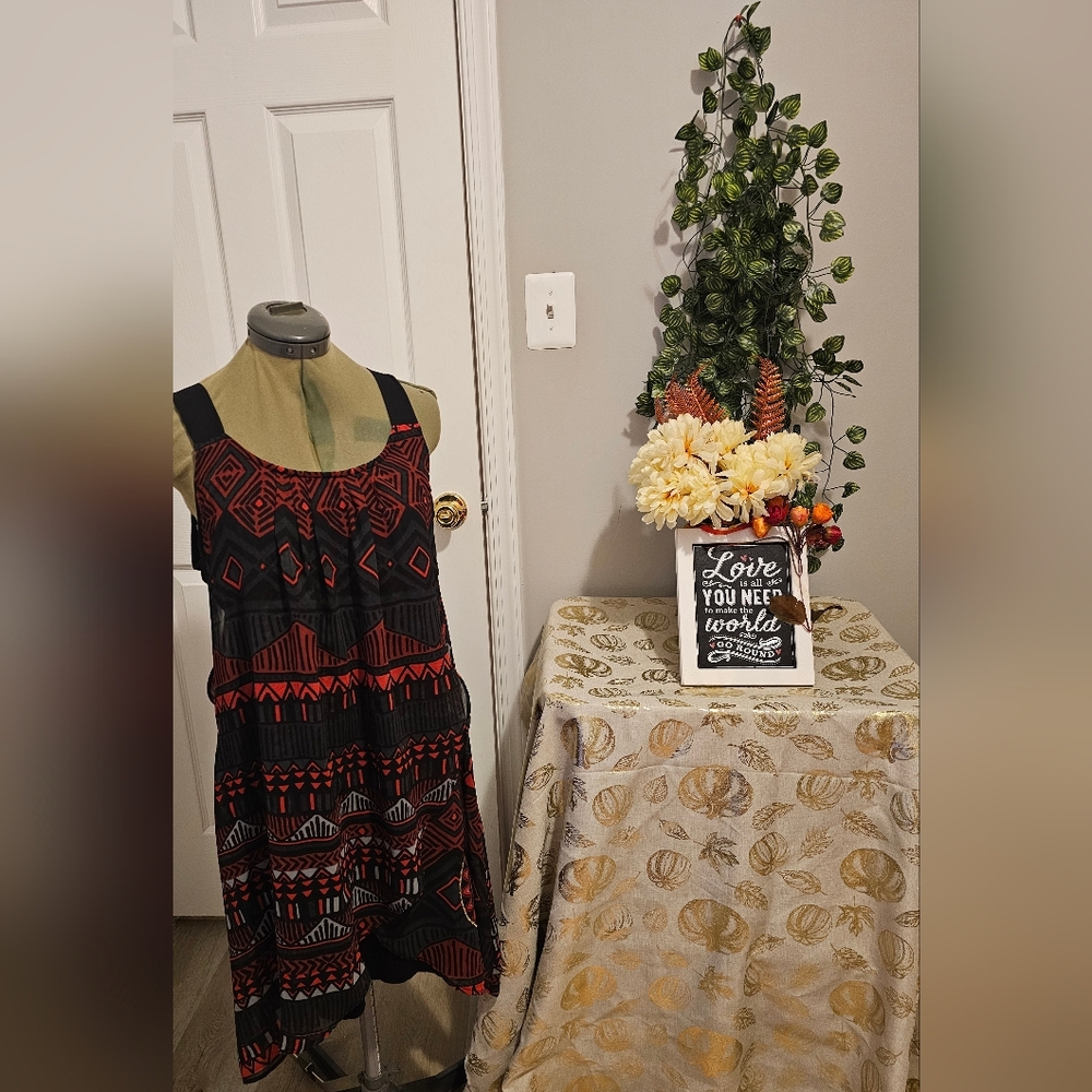 Desigual Woman Dress Red, Blk, And Other Suddle Colors Sz 44 (L)